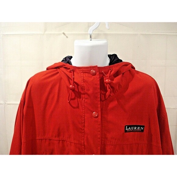 Lauren by Ralph Lauren Sailing Jacket Red Mesh Lined Hoodie Coat Womens Size M - Picture 4 of 10